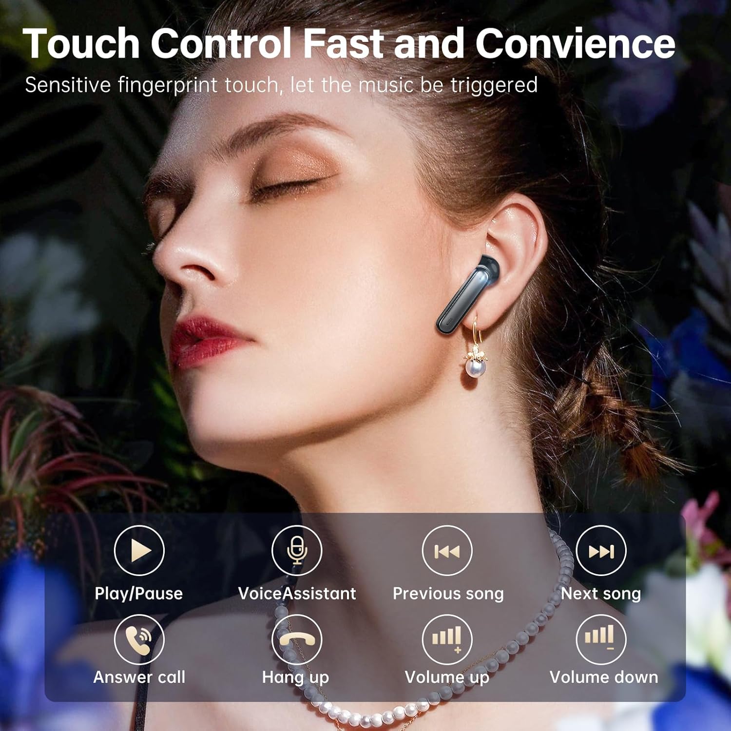 A10 Pro Wireless Earbuds, Bluetooth 5.3 Headphones HiFi Stereo 50H Playback LED Digital Display Ear Buds with ENC Noise Canceling Headset, IPX7 Waterproof Earphones for Gym/Running/Work - Image 6