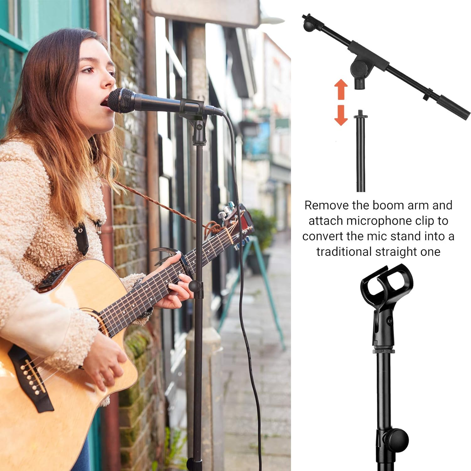 CAHAYA Tripod Microphone Stand Boom Arm Floor Mic Stand with Carrying Bag and 2 Mic Clips for Singing Performance Wedding Stage and Mic Mount CY0239 - Image 6