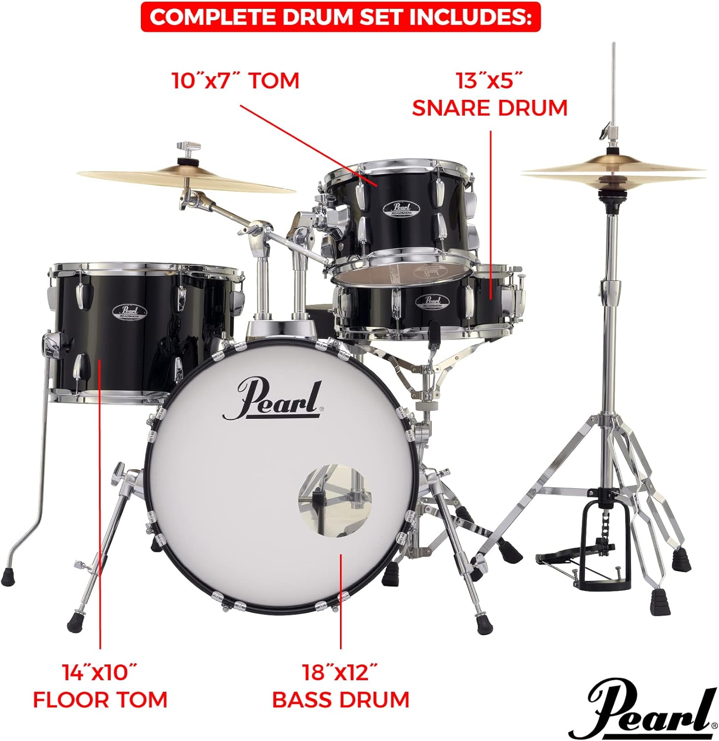 Pearl RS584CC91 Roadshow 4-Piece Drum Set, Wine Red - Image 7