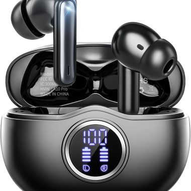 A10 Pro Wireless Earbuds, Bluetooth 5.3 Headphones HiFi Stereo 50H Playback LED Digital Display Ear Buds with ENC Noise Canceling Headset, IPX7 Waterproof Earphones for Gym/Running/Work